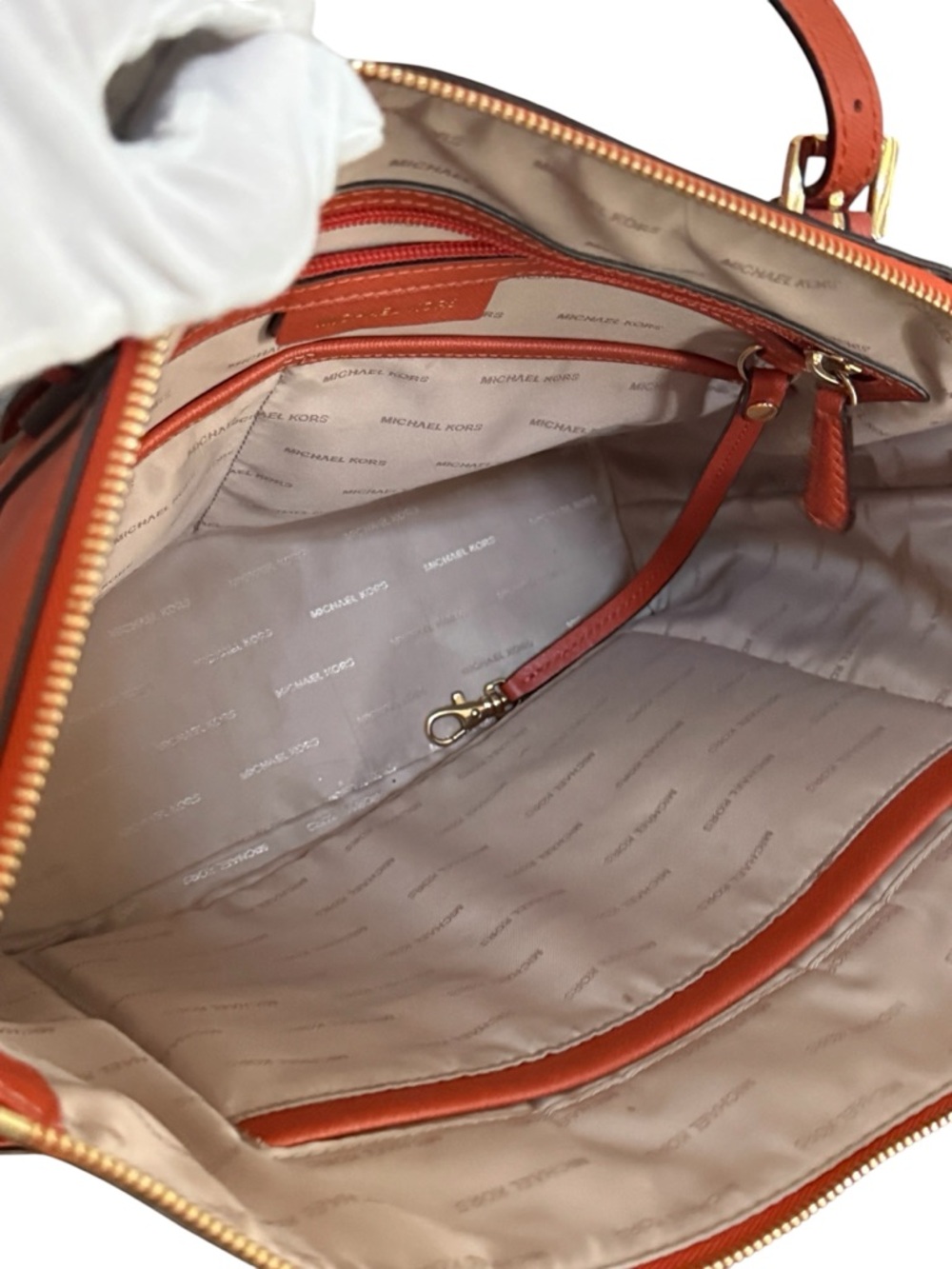 Authentic Michael Kors Burnt Orange Saffiano Leather Tote Bag! - Picture 10 of 16